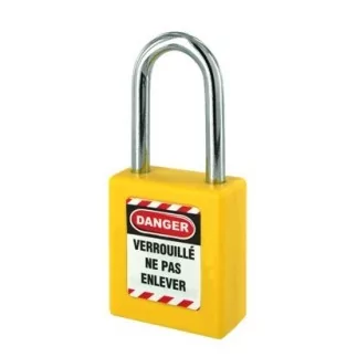 Cadenas de consignation jaune THIRARD anse inox Ø4.76 Largeur 40 mm avec 1 clé varié - 005338YL