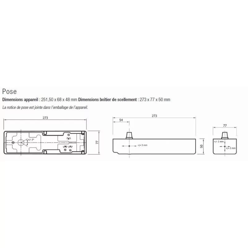 Pivot sevax janus+ F3 SEVAX arrêt 90° 120 kg axe carré - 757362