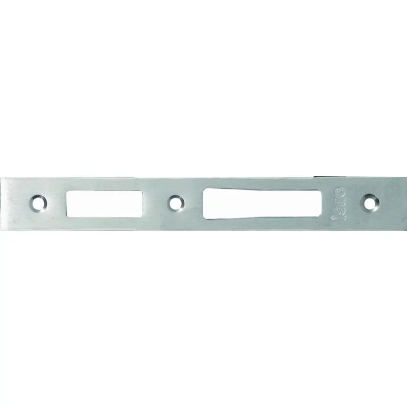 Gâche plate centrale Multiblindo ISEO - bascule/crochet - Inox - 180x24x3 - 038094