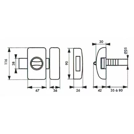 Verrou universel à bouton THIRARD cylindre languette HG5 + 3 clés - Blanc - 00080472