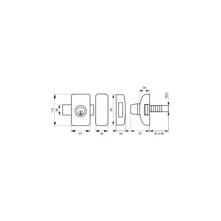 Verrou universel THIRARD double cylindre languette HG5 + 3 clés - Argent - 00080475