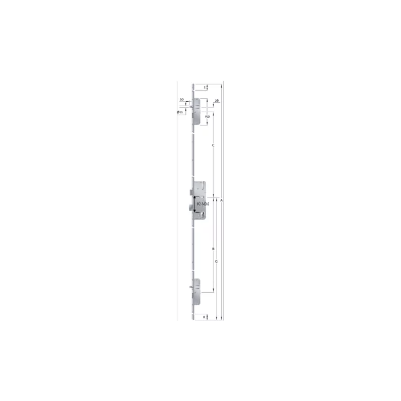Coffre 3 points AS2300-P6/22 à rouleau KFV - Axe 35 Têtière U Inox Schuco - 3455733