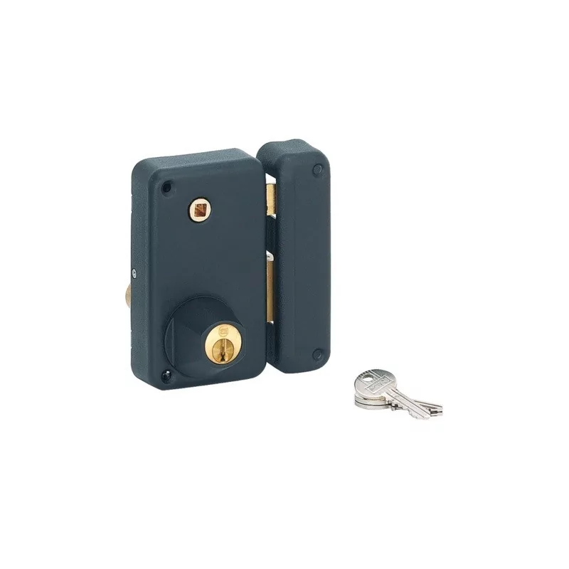 Serrure de sûreté verticale 75x130 mm noir à fouillot C7 THIRARD - Cylindre Ø23x45 mm - Gauche - 000146