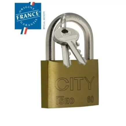 Cadenas ISEO CITY 35 mm - Laiton et anse acier - 2 clés - 2042101