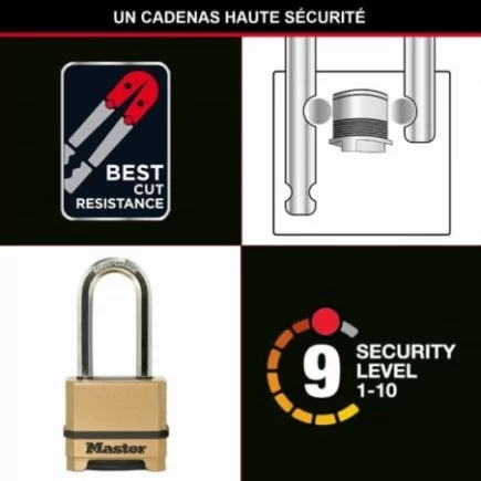 Cadenas Excell® en zinc MASTERLOCK 56 mm - Combinaison programmable - M175EURDLH