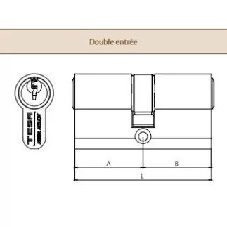 Cylindre TESA TE5 nickelé 35x45 s'entrouvrant variure 78565B - 3 clés - 50303545NKA