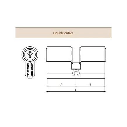 Cylindre TESA TE5 nickelé 35x45 s'entrouvrant variure 78565B - 3 clés - 50303545NKA